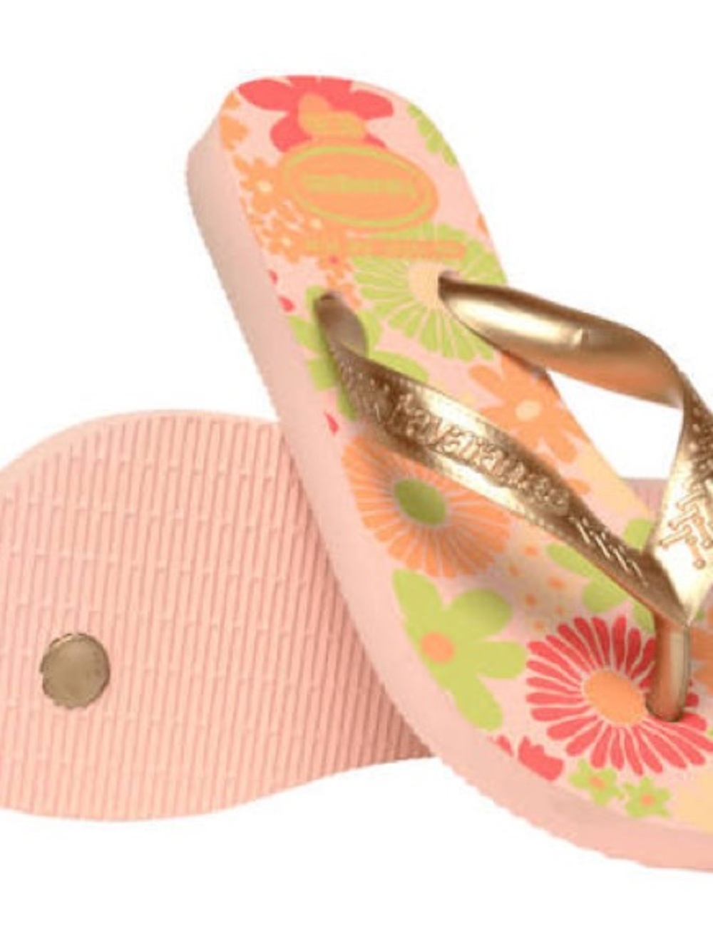 HAVAIANA- Floral Pink Flip Flops with Gold Straps